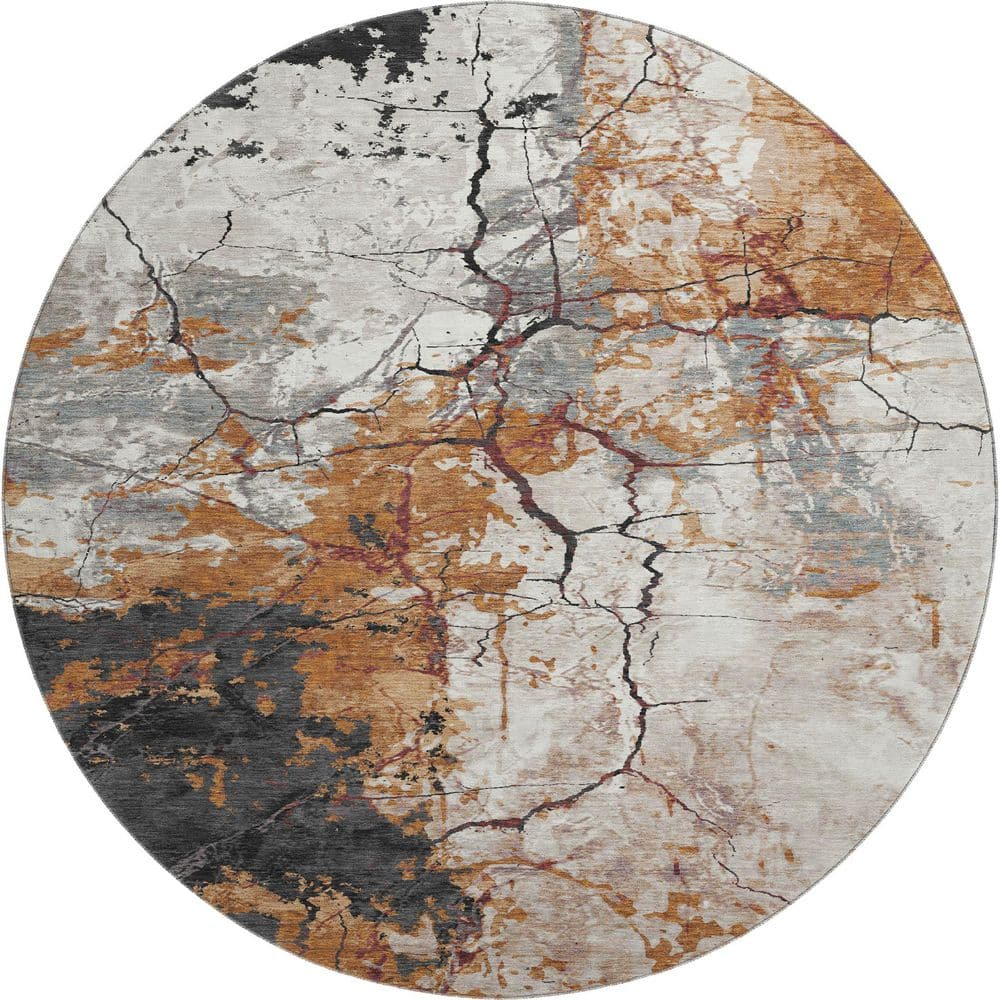 Mayfield Premium Machine Washable Abstract AMF2431 Paprika 8 ft. x 8 ft. Round Rug price history on PriceWatchPro