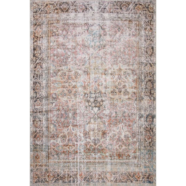 LOLOI II Adrian Sunset/Charcoal 2'-3" x 3'-9" Oriental Printed Polyester Pile Area Rug