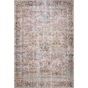 Adrian Sunset/Charcoal 5'-0" x 7'-6" Oriental Printed Polyester Pile Area Rug