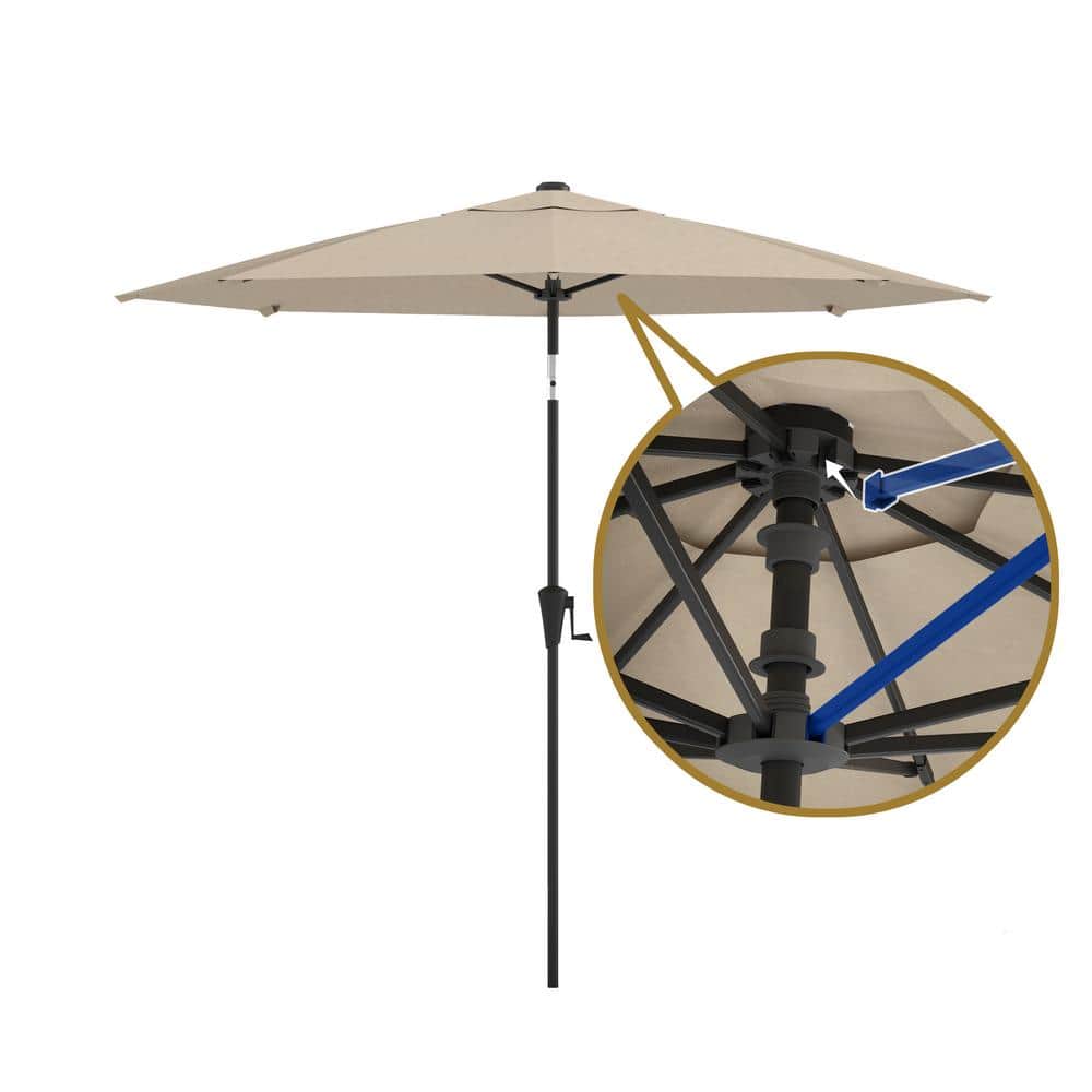 Tan 9' Outdoor Patio Umbrella with Rib Replacement Technology