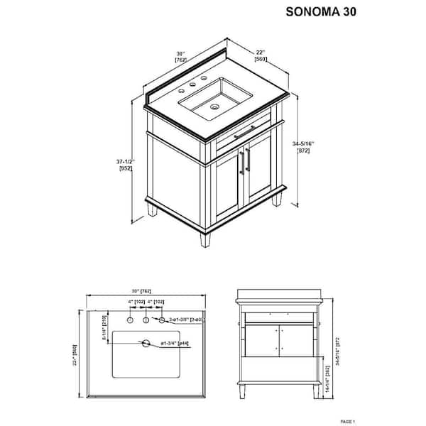 Home Decorators Collection Sonoma 30 in. Single Sink Freestanding White Bath  Vanity with Carrara Marble Top (Assembled) Sonoma 30W - The Home Depot