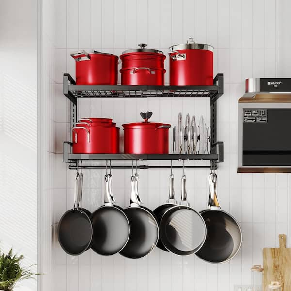 Steel wall hanger for pots factory and pans with cast iron utensils