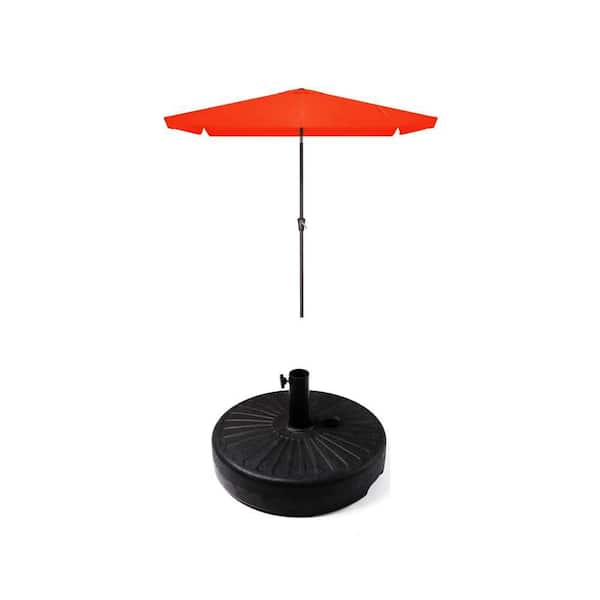6' patio umbrella with stand JEAREY 6. 5 ft. x 10 ft. Pumpkin Patio Umbrella with Crank and Tilt and 50  lbs. Black Umbrella Base