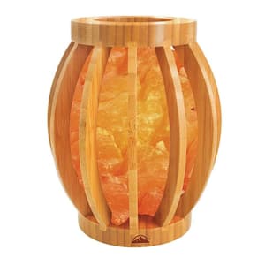7.72 in. 7 lbs. 9 lbs. Pink Bamboo Style Basket Salt Lamp with Crystal Salt Chunks