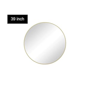 39 in. W x 39 in. H Round Metal Framed Wall Bathroom Vanity Mirror in Gold for Bathroom, Living Room