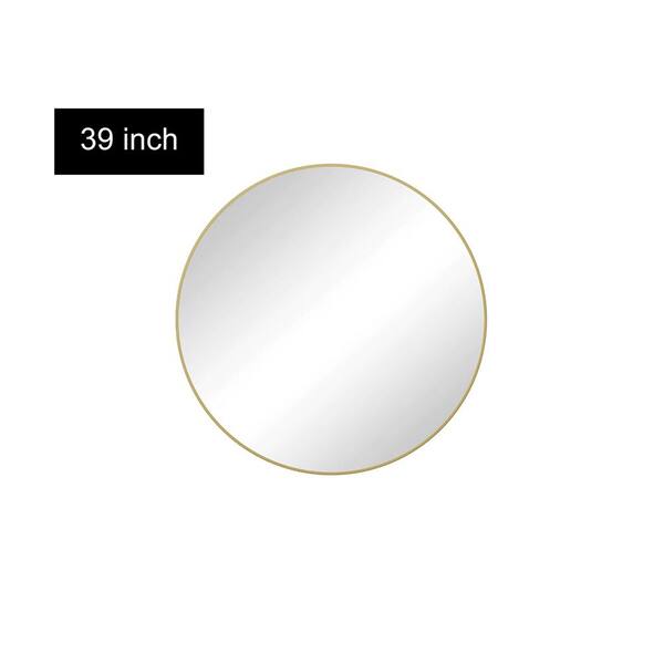 Unbranded 39 in. W x 39 in. H Round Metal Framed Wall Bathroom Vanity Mirror in Gold for Bathroom, Living Room