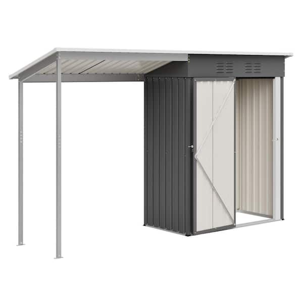 5 ft. W x 3 ft. D Metal Shed Easy Assembly Lean-To Storage Open