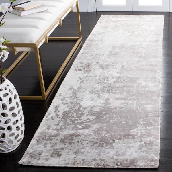 Mirage Gray 3 ft. x 9 ft. Abstract Distressed Runner Rug