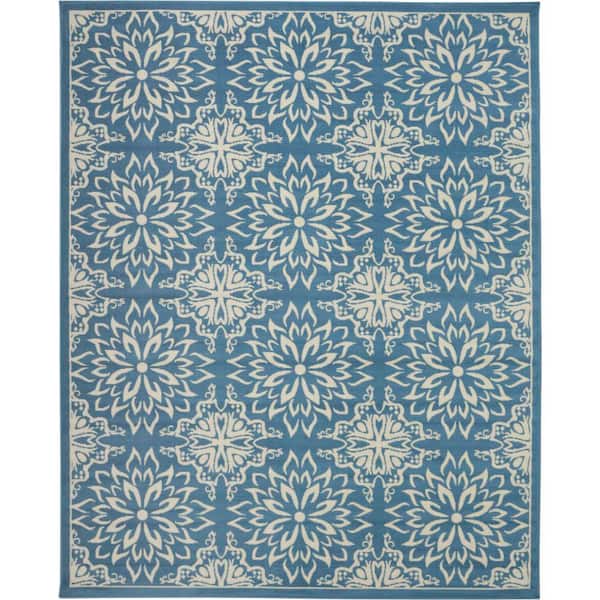Nourison Jubilant Ivory/Blue 8 ft. x 10 ft. Moroccan Farmhouse Area Rug