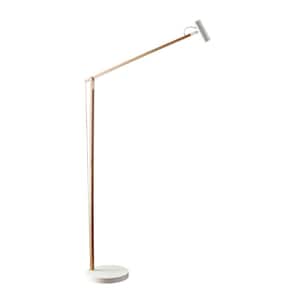 ADS360 Crane 60.5 in. Integrated LED White Wood Floor Lamp