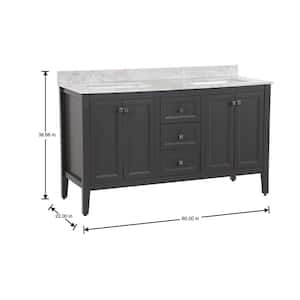 Darcy 61 in. W x 22 in. D x 39 in. H Double Sink  Bath Vanity in Shale Gray with Winter Mist Cultured Marble Top
