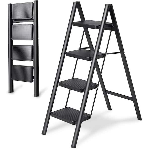 Unbranded 4 Step Ladder Folding Step Stool, Heavy Duty 330 lbs. Load Step Ladders for Home, Anti-Slip Wide Pedals 55.3 ft.