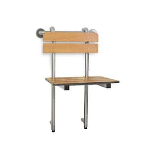 Removable Hanging Portable Shower Seat with Legs and 18 in. Grab Bar, Teak Phenolic