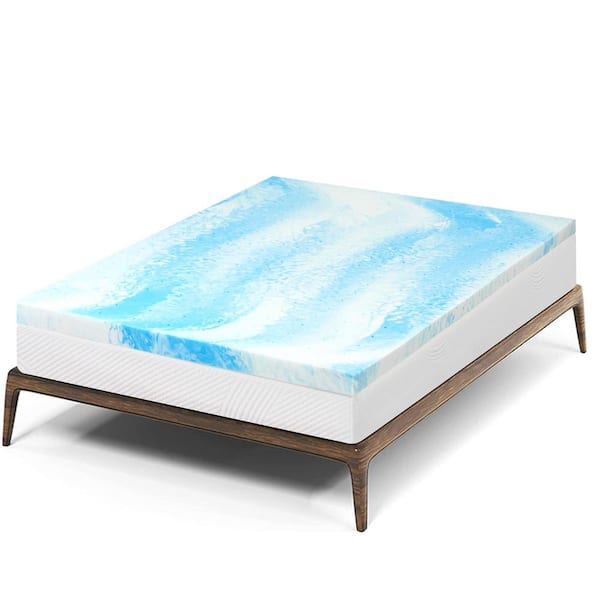 SUBRTEX Medium 3 in. Twin XL Gel Swirl Memory Foam Mattress Topper ...