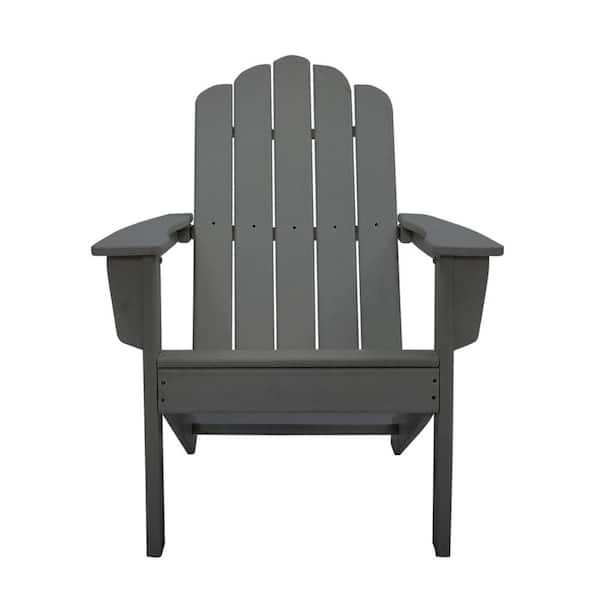 TIRAMISUBEST Gray HDPE Plastic Adirondack Chair