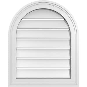 18" x 22" Round Top Surface Mount PVC Gable Vent: Functional with Brickmould Frame