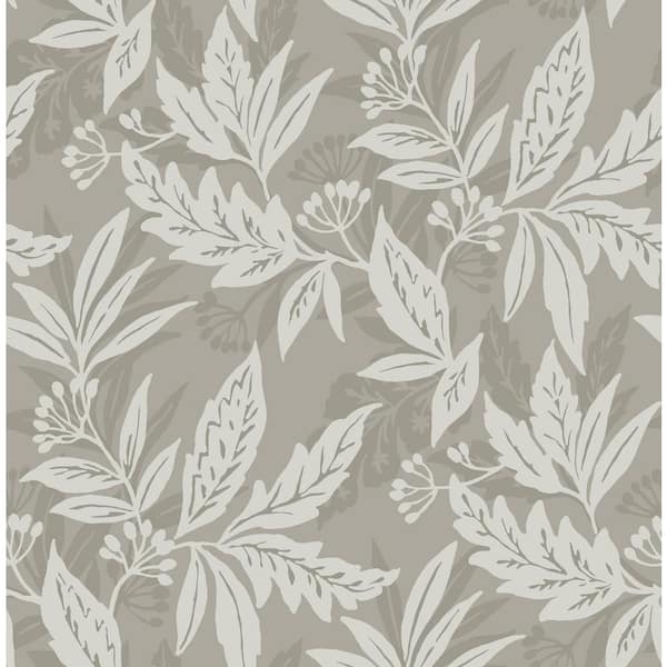 A-Street Prints Anita Grey Woodland Floral Non-Pasted Wallpaper Sample