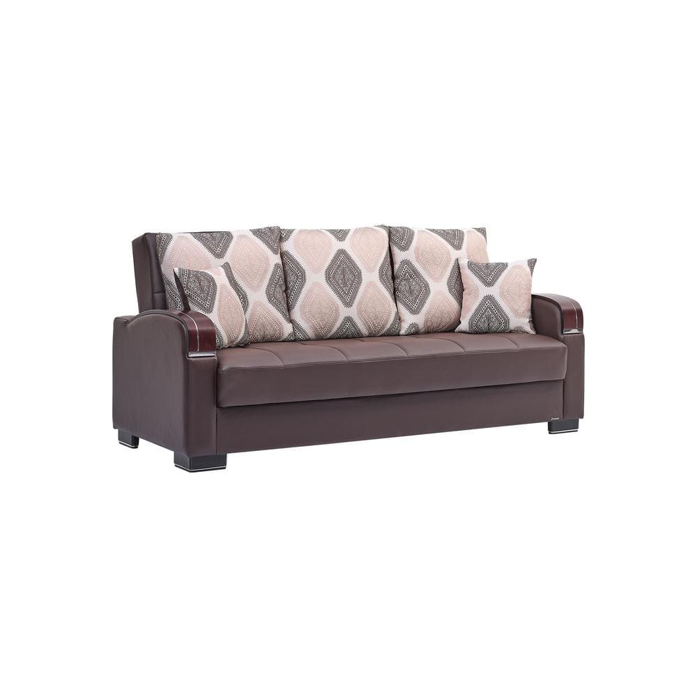 Goliath Collection Convertible 87 in. Brown Faux Leather 3-Seater Twin Sleeper Sofa Bed with Storage price history on PriceWatchPro