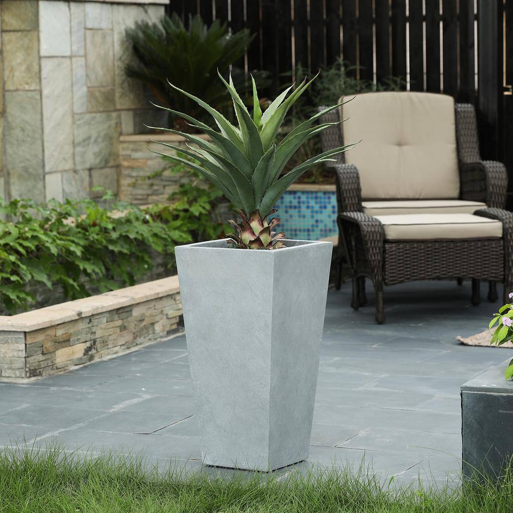 Light Gray Magnesium Oxide 27.5" Tall Tapered Planter