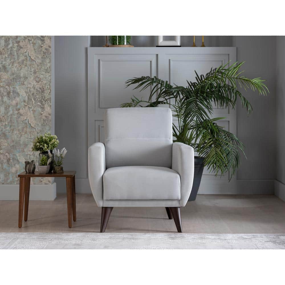 Modern Light Gray Metal Accent Chair with Storage