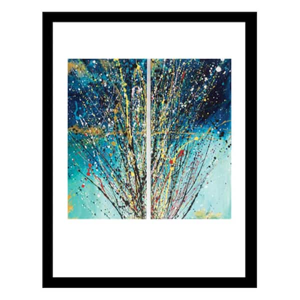 VENICE BEACH Collections Wahl Split Splatter Design-Blues/Yellows-Framed Print by Sarah Wahl 1 Piece Framed Graphic Print 18 in. x 14 in.