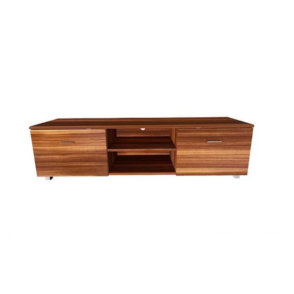 Unbranded 63 in. TV Walnut TV Stand with 2 Storage Cabinets Fits TV's up to 70 in.
