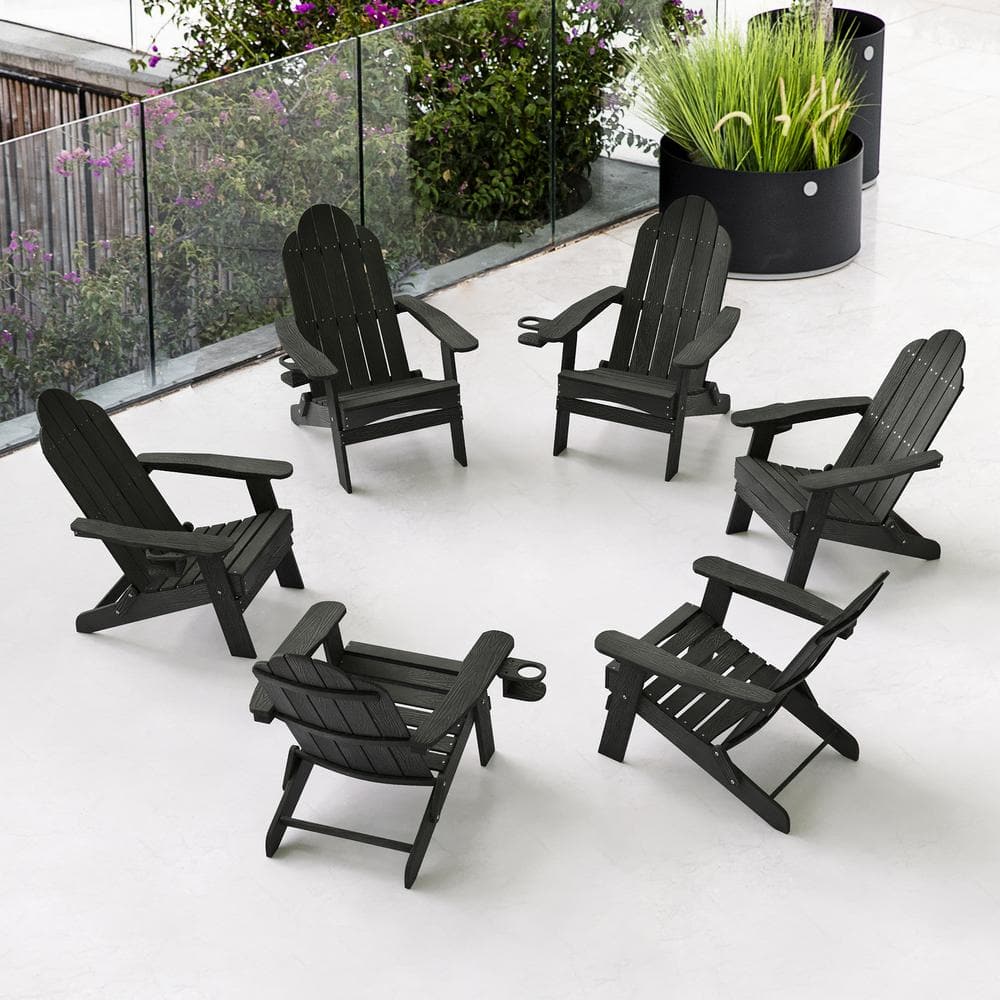 Lue Bona Recycled Black Hdps Folding Plastic Adirondack Chair Weather