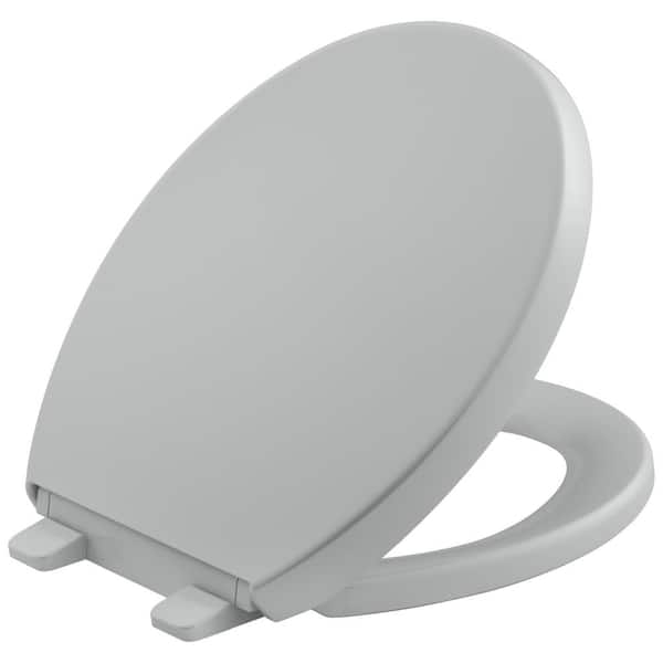 KOHLER Grip Tight Reveal Q3 Round Closed Front Toilet Seat in Ice Grey