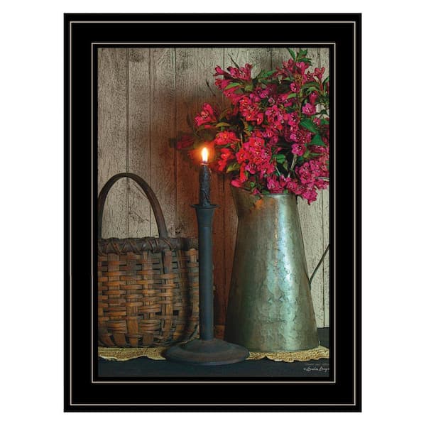 HomeRoots Charlie Basket and Blossoms Framed Art 1-Piece Framed Wall Art 19 in. x 15 in.