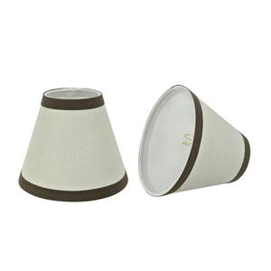 6 in. x 5 in. Off White/Brown Trim Hardback Empire Lamp Shade (2-Pack)