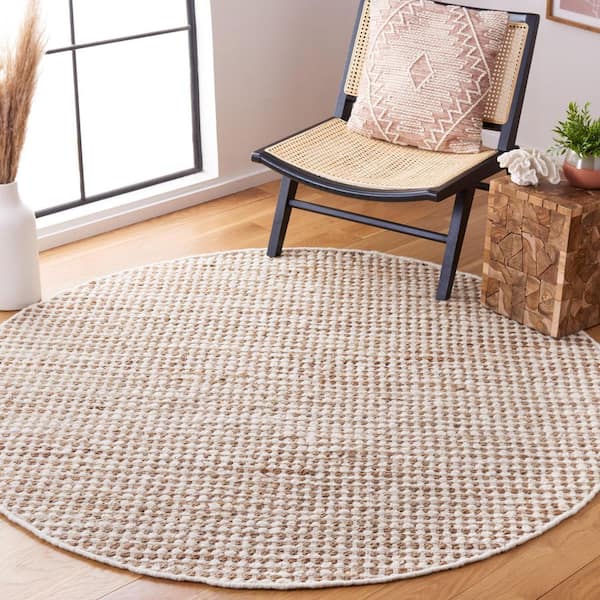 Natura 6 ft. x 6 ft. Beige/Ivory Crosstitch Marle Round Area Rug