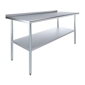 30 in. x 72 in. Stainless Steel Work Table with 1.5 in. Backsplash