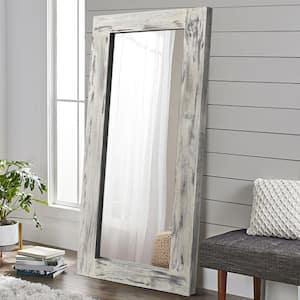 71 in. x 32 in. Rustic Rectangle Framed White Floor Leaning Mirror 1-Piece
