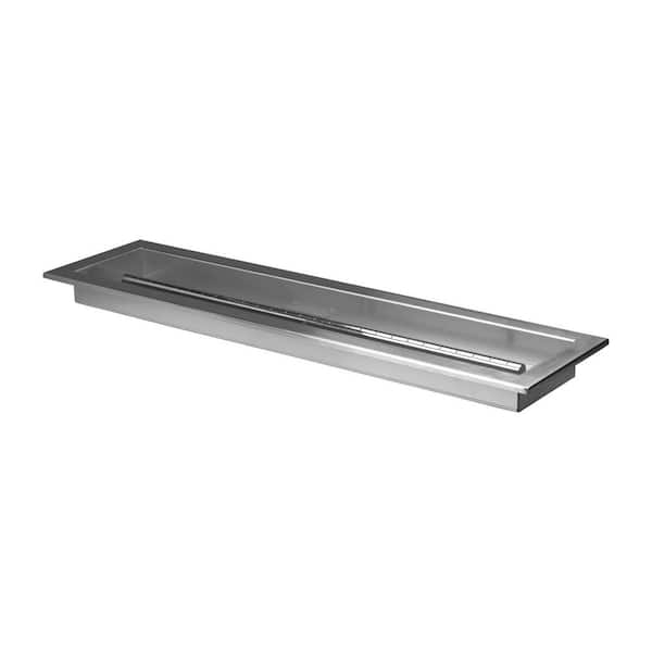 Celestial Fire Glass 30 in. x 6 in. Linear Stainless Steel Drop-In Fire Pit Pan with Burner, Beveled Lip