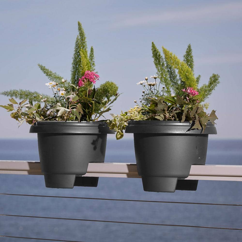 Charcoal Gray 12" Resin Deck Rail Planter