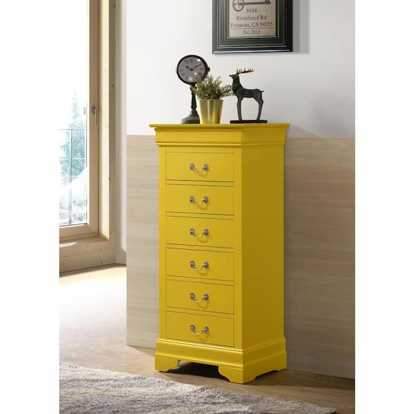 AndMakers Louis Phillipe 7-Drawer Yellow Chest of Drawers (51 in. H x 22  in. W x 16 in. D) PF-G3102-LC - The Home Depot