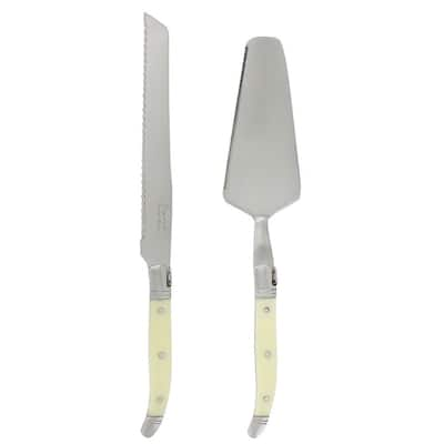 Storied Home Stainless Steel Cake Knife and Server w/Wood and Horn Handles ( Set of 2) DF0728 - The Home Depot