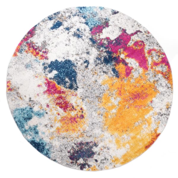 World Rug Gallery Contemporary Abstract Design Multi 6 ft. 6 in. Round Area Rug