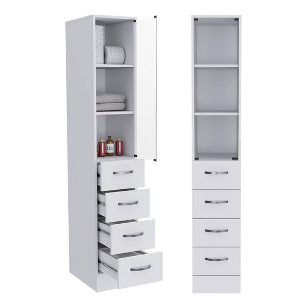 11.97 in. W x 17.56 in. D x 68.29 in. H Bathroom Storage Wall Cabinet in White