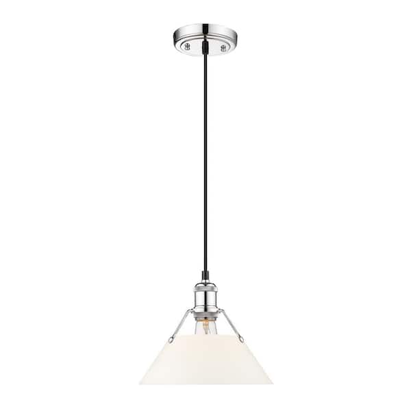 Golden Lighting Orwell 100-Watt 1-Light Chrome and Opal Glass Pendant Light