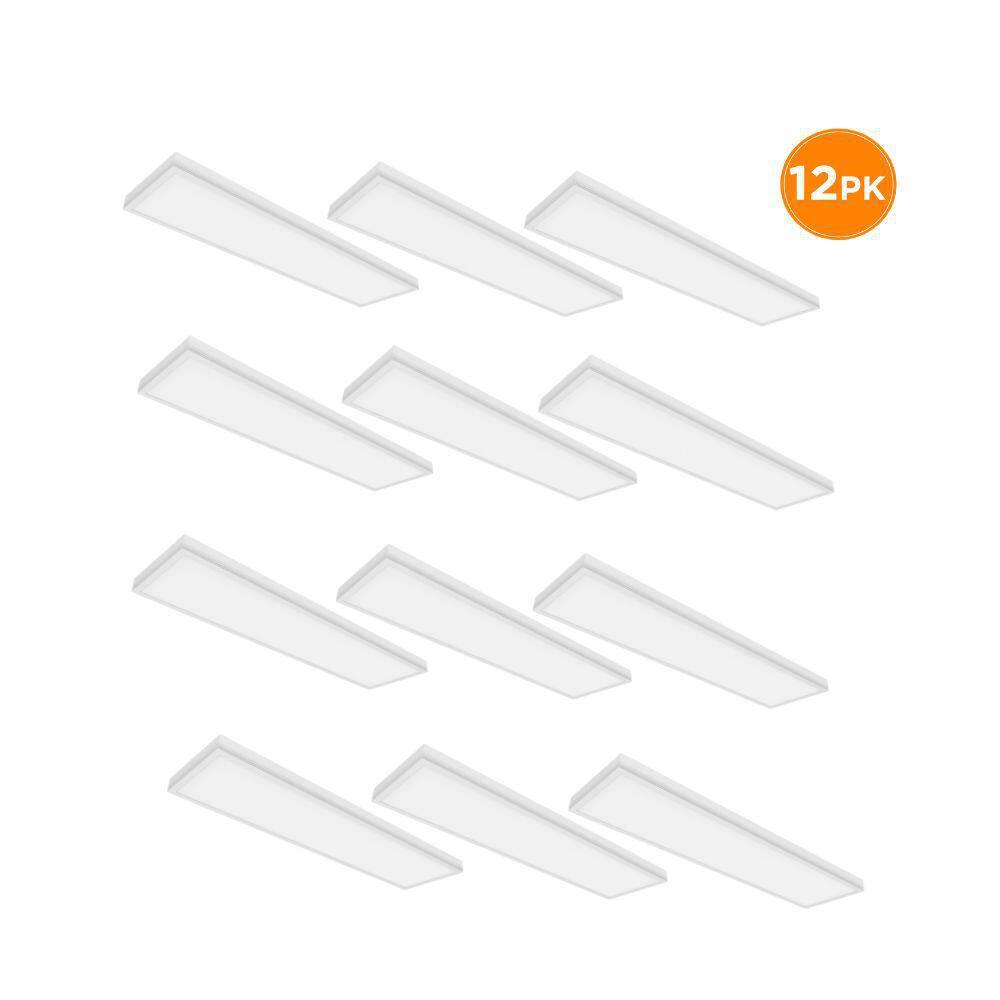 12-Pack PIVOT 4 ft. x 12 in. LED Flush Mount Ceiling Light, 4500LM, 55W, Selectable 3000K 4000K 5000K, Dimmable, White price history on PriceWatchPro