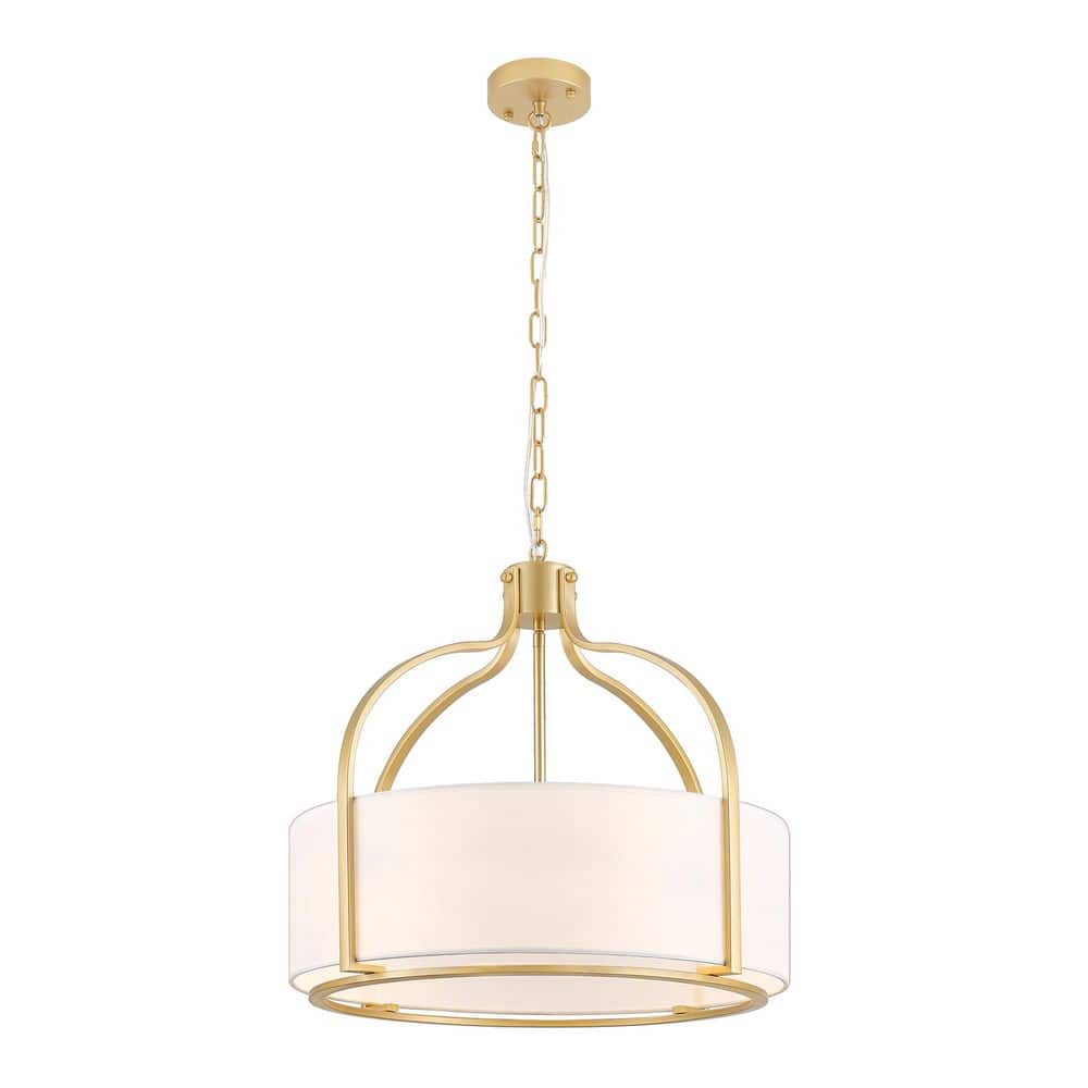 5-Light Farmhouse Gold Drum Fabric Chandelier with Adjustable Height for Dining Rooms, Kitchen Islands price history on PriceWatchPro