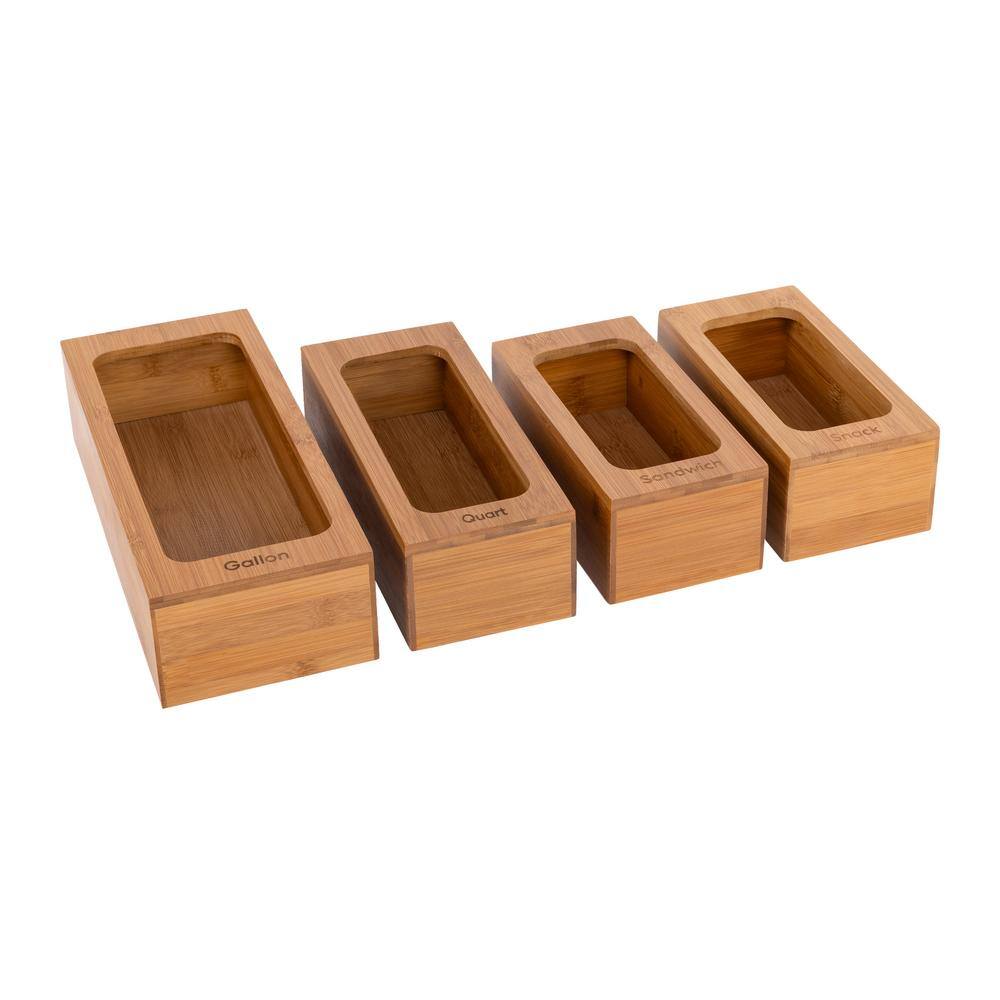 Bamboo 4-Piece Food Storage Bag Organizer Set