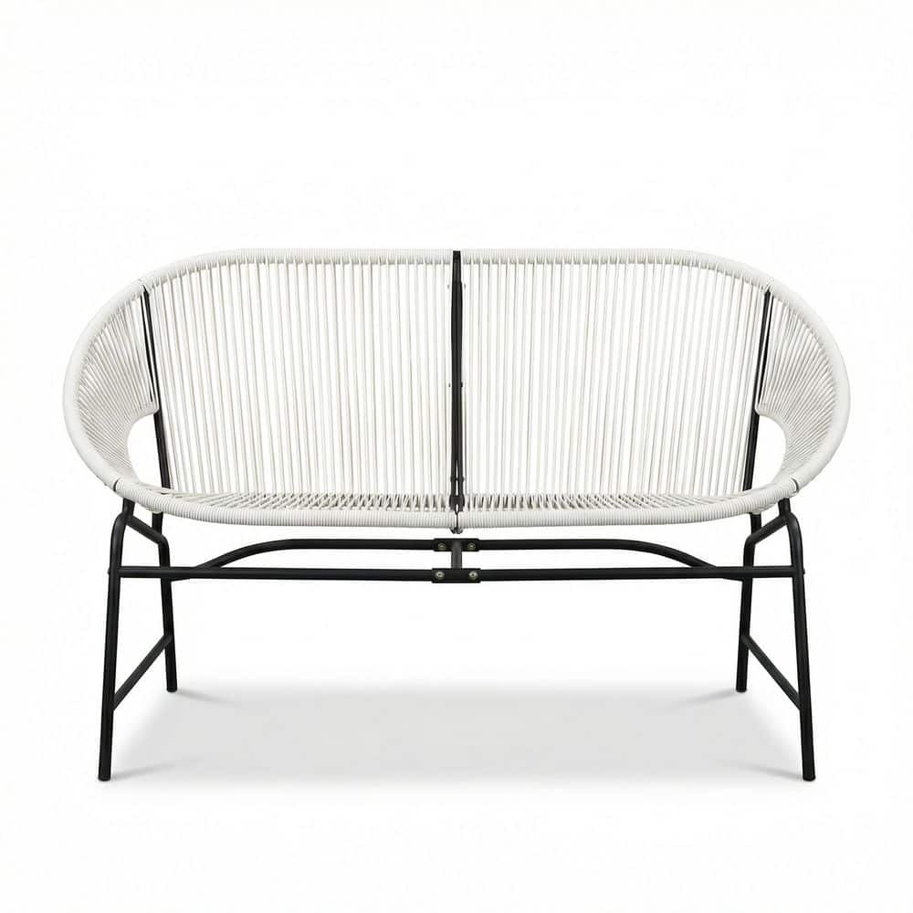 White Wicker Outdoor Loveseat with PE Rattan and Iron Frame price history on PriceWatchPro