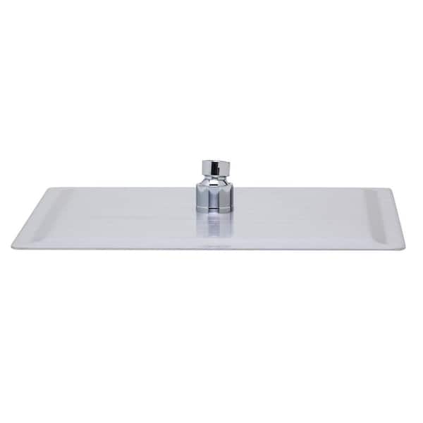 1-Spray 12 in. Single Ceiling Mount Fixed Rain Shower Head in Brushed Stainless Steel