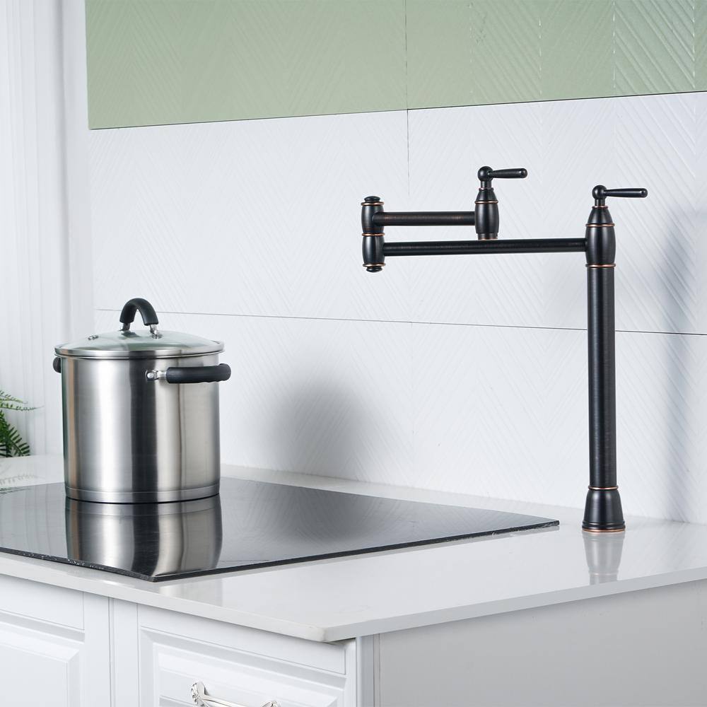 Oil Rubbed Bronze Double Handle Pot Filler Faucet