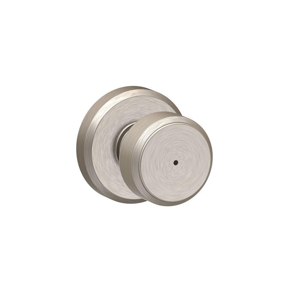 Schlage Bowery Satin Nickel Privacy Bed/Bath Door Knob with Greyson Trim  F40 BWE 619 GSN The Home Depot