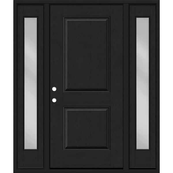 Steves & Sons Regency 60 in. x 80 in. 2P Squaretop RHIS Onyx Stain Mahogany Fiberglass Prehung Front Door with Clear 10 in. SLs 6-9/16