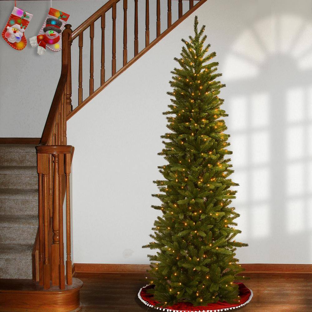 Slim Green Fir Christmas Tree with Clear Lights