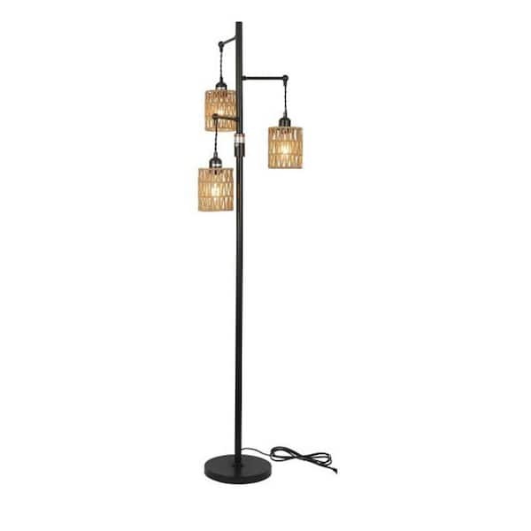 65 in. H Brown 3-Light Dimmable Tree Floor Lamp Lighting Fixture for Indoor Bedroom Living Room, E26, No Bulbs Included